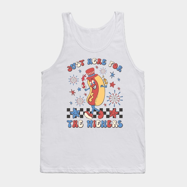 Hot Dog I'm Just Here For The Wieners 4Th Of July T-Shirt Tank Top by Krysta Clothing